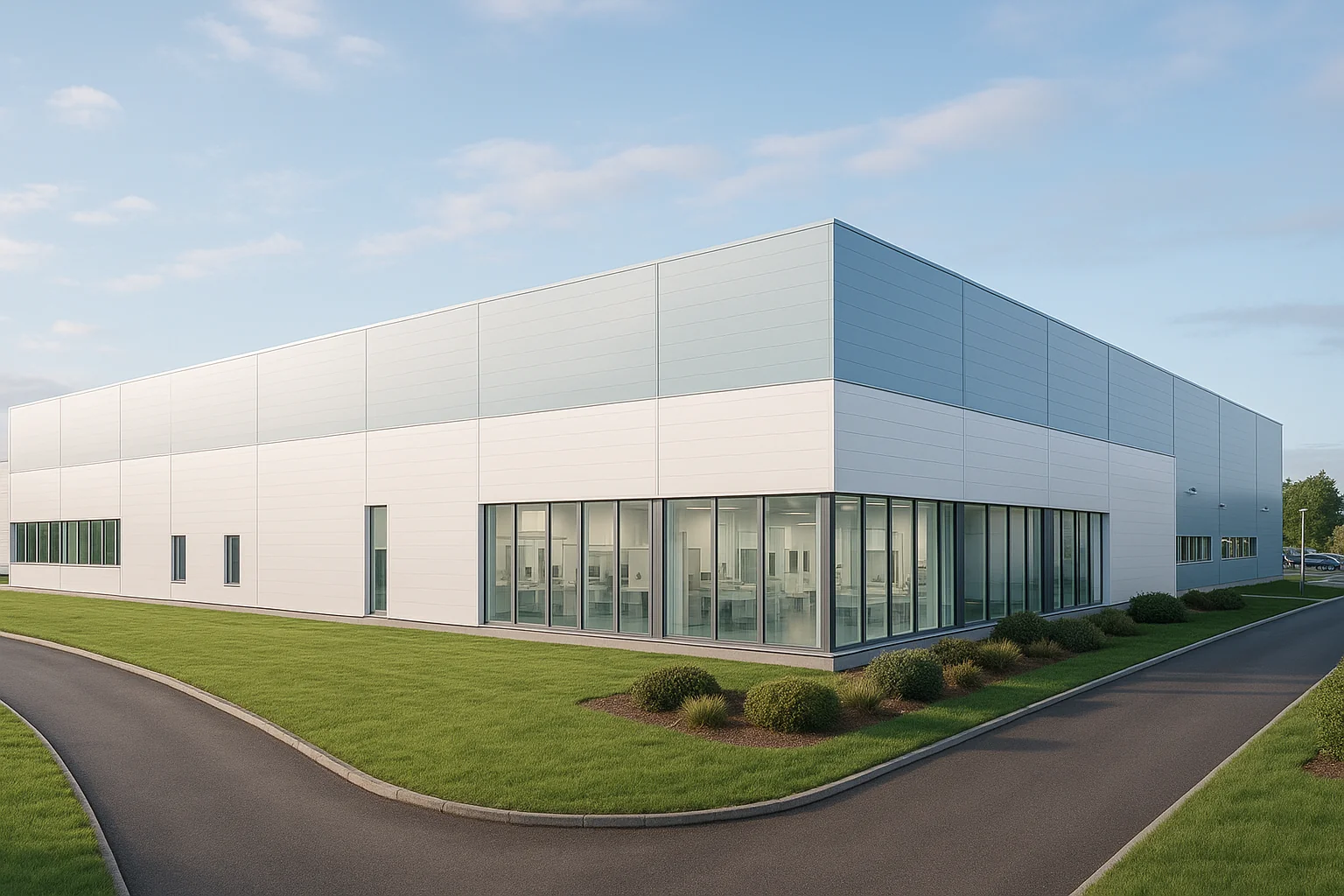 Usine pharmaceutique moderne en Nouvelle-Aquitaine